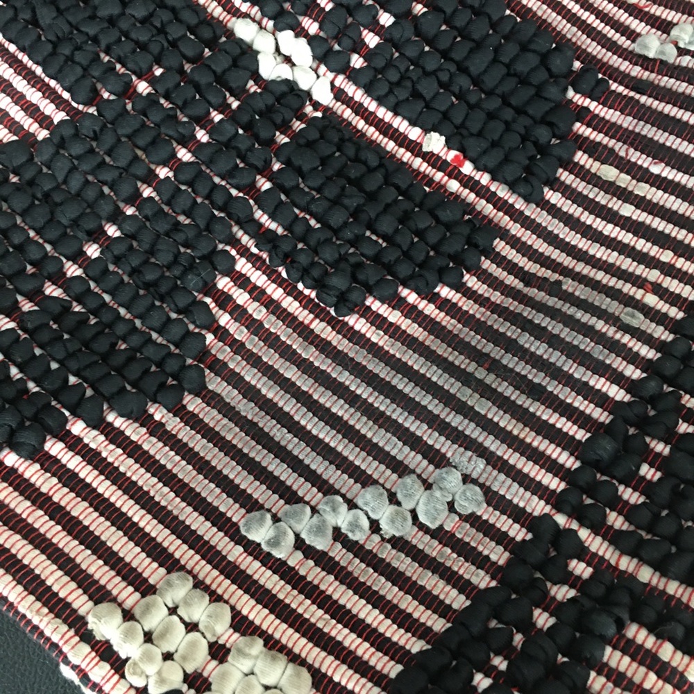 Heavy Vintage Rug Tapestry Bag with Rattan Handles *read* - Picture 4 of 6